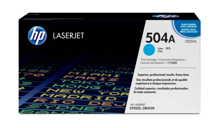 HP 504A Cyan – Toner HP LaserJet d’origine (CE251A)