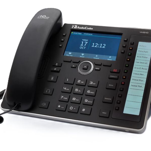 AUDIOCODES - 445HD TAA IP-Phone PoE GbE black with integrated BT and Dual Band Wi-Fi