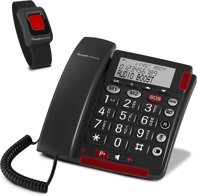 ALCATEL BUSINESS PHONES - Amplicomms BigTel 50 alarm plus Analog Corded Senior with SOS bracelet