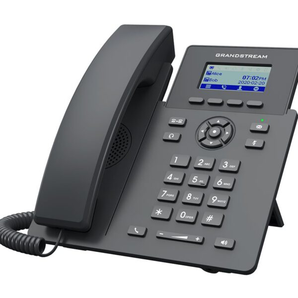 GRANDSTREAM - Essential P Phone, 2 SIP accounts, 2 lines, 2x Ethernet 10/100 no PoE, 132x48 (2.41) LCD, 5V/0.6A PSU