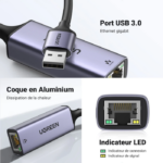UGREEN Adaptateur USB 3.0 vers Ethernet RJ45 Gigabit 1000 Mbps (50922) – Image 10