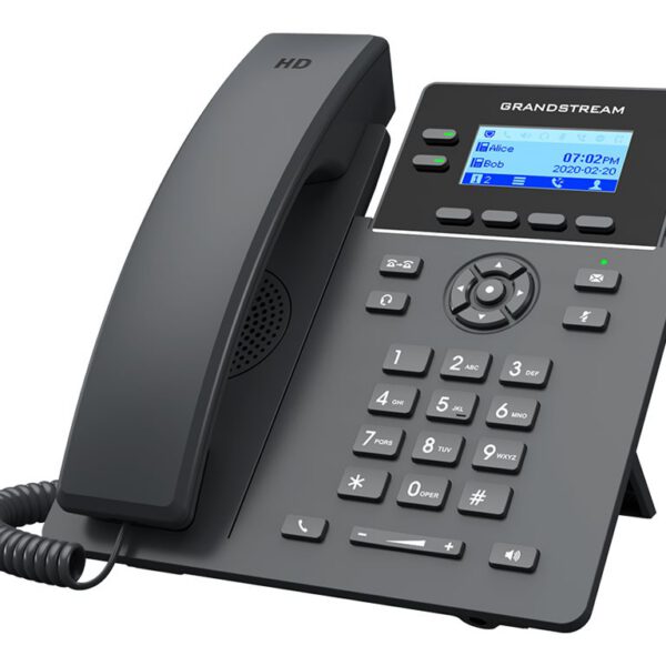 GRANDSTREAM - Essential P Phone, 2 SIP accounts, 2 lines, 2x Ethernet 10/100 no PoE, Wi-Fi, 132x48 (2.41) LCD, 5V/0.6A PSU