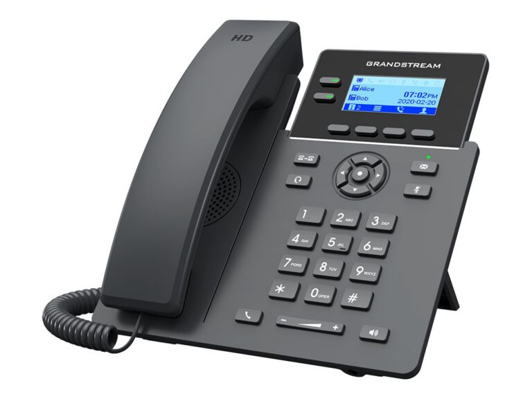 GRANDSTREAM - Essential P Phone, 2 SIP accounts, 2 lines, 2x Ethernet 10/100 no PoE, Wi-Fi, 132x48 (2.41) LCD, 5V/0.6A PSU