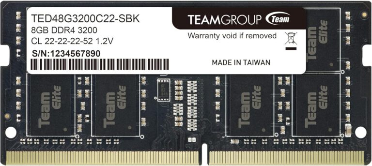 Barette de mémoire Team Group Elit 8 Go – DDR4 3200 MHz (TED48G3200C22-SBK)