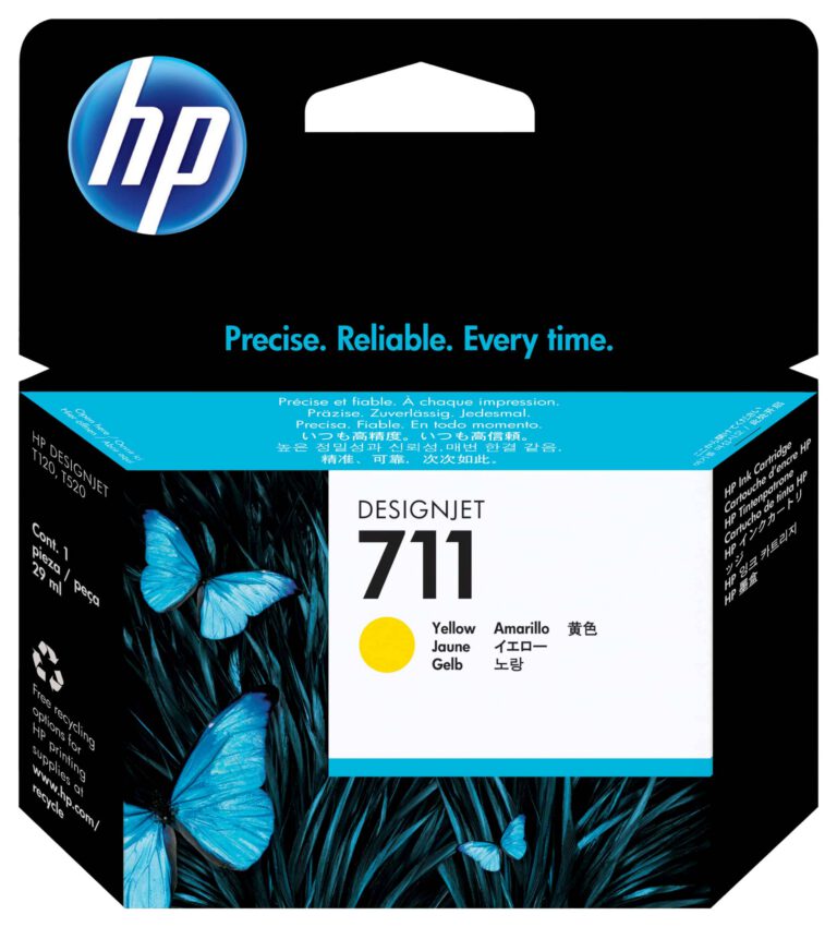 HP 711 Jaune – Cartouche d’encre HP d’origine (CZ132A)