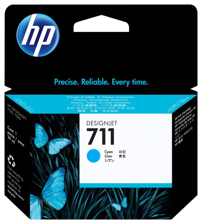 HP 711 Cyan – Cartouche d’encre HP d’origine (CZ130A)