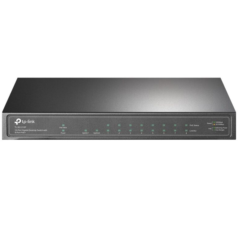 SWITCH DE BUREAU TP-LINK 10 PORTS GIGABIT AVEC 8 PORTS PoE+ (TL-SG1210P)