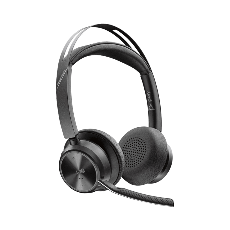Micro-casque Poly Voyager Focus 2 USB-C-C certifié Microsoft Teams + adaptateur USB-C/A +base de chargement (9T9J6AA)