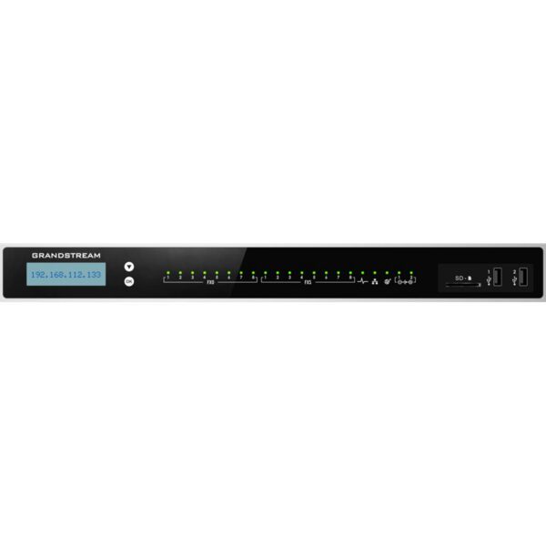 GRANDSTREAM - IP PBX appliance, 8 RJ11 FXS, 8 RJ11 FXO, 2x GbE PoE LAN/WAN, 1 Hot Standby port, 3000 SIP users, 300 concurrent calls, UCM RC, VideoServer, 12V/2A PSU