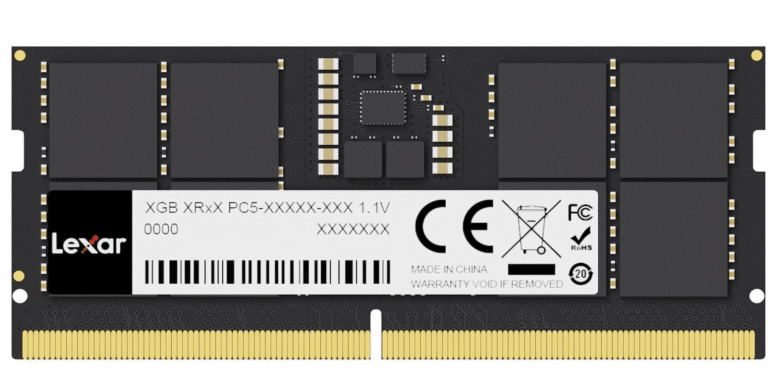 Barrette mémoire RAM Lexar – 32 GB DDR5 RAM 5600 MHz – SO-DIMM (LD5S32G56C46ST-BGS)