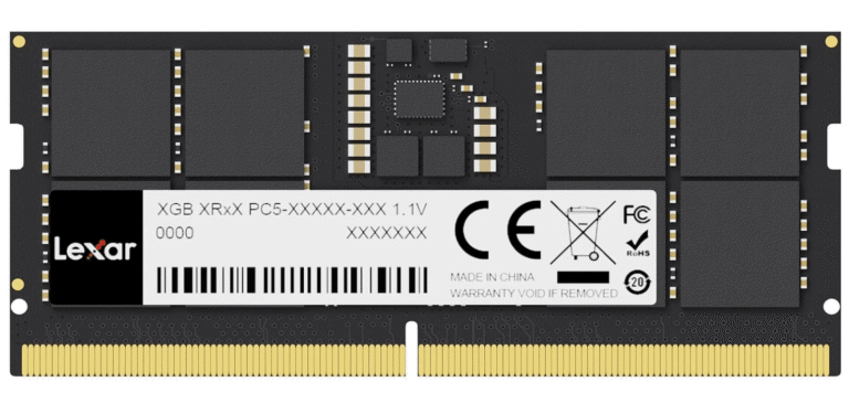 Barrette mémoire RAM Lexar – 16 GB DDR5 RAM 5600 MHz – SO-DIMM (LD5S16G56C46ST-BGS)