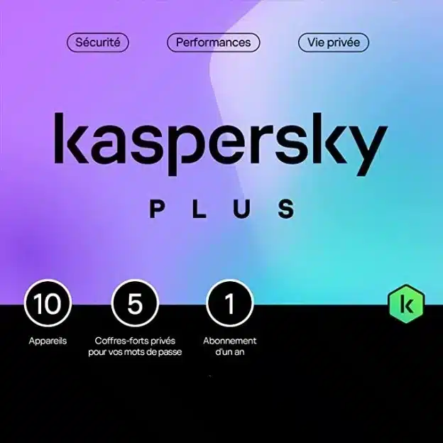 Kaspersky Plus (équivalent à Internet Security) – 10 Postes / 1 an (KL10428BKFS-SLIM)