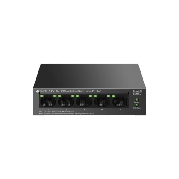 LS105LP – Switch PoE+ 5 Ports 10/100 Mbps – 41W – 250m