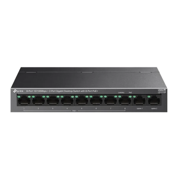 LS1210P – Switch PoE+ 8 Ports + 2 Gigabit – 96W – 250m