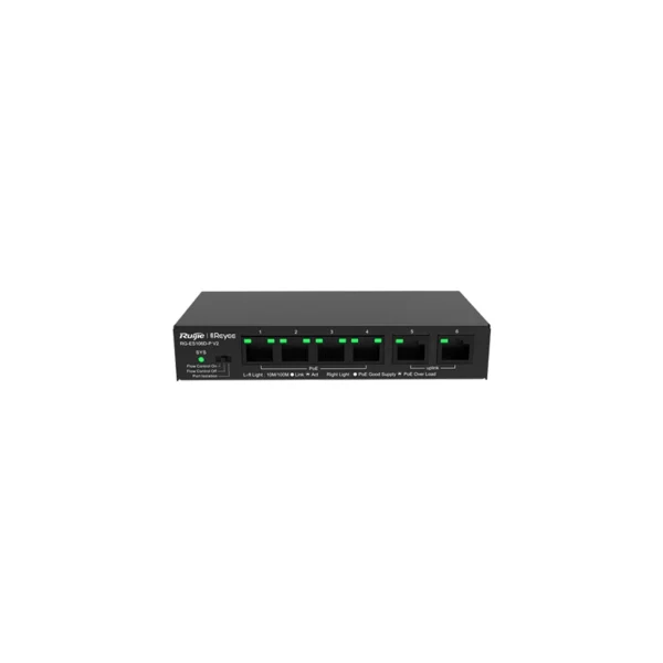 RG-ES106D-P V2 – Switch non géré 6 ports PoE 54 W – Ruijie