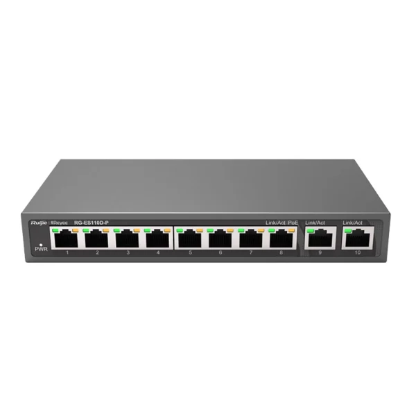 RG-ES110D-P – Switch PoE non géré 8×FE 2 Gbps 120 W – Ruijie