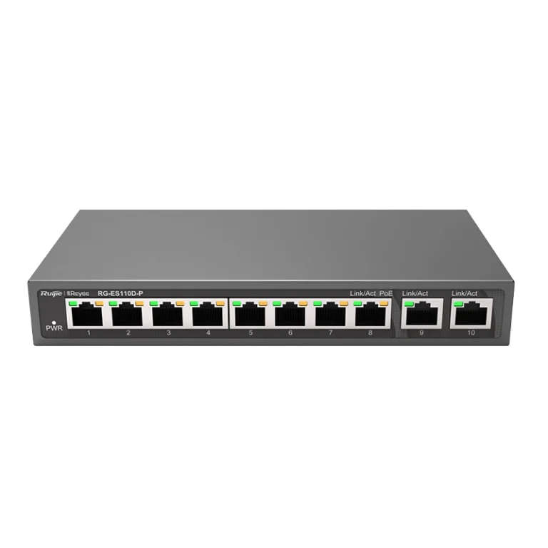 RG-ES110D-P – Switch PoE non géré 8×FE 2 Gbps 120 W – Ruijie