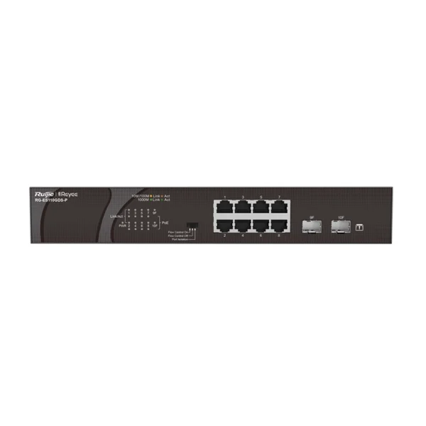 RG-ES110GDS-P – Switch PoE non géré 8×GE + 2 GE 20 Gbps – Ruijie