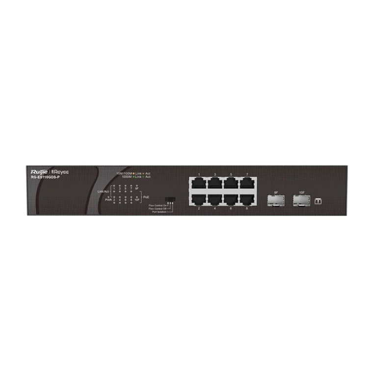 RG-ES110GDS-P – Switch PoE non géré 8×GE + 2 GE 20 Gbps – Ruijie