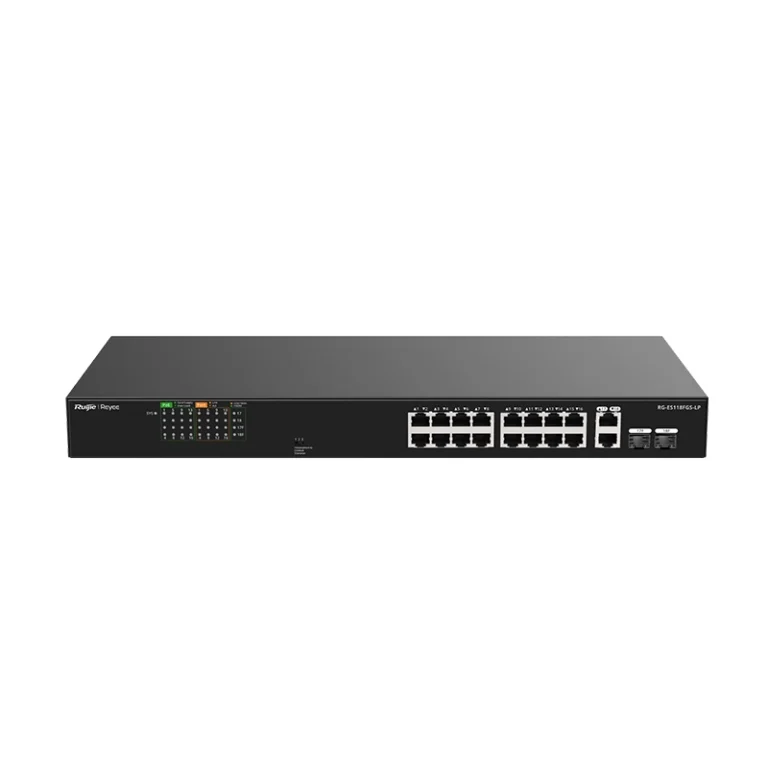 RG-ES118FGS-LP – Switch PoE non géré 16×FE + 2 SFP – 7.2 Gbps – Ruijie