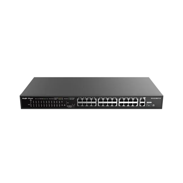 RG-ES126S-P V2 – Switch PoE non géré 24×FE + 2 uplink – 8.8 Gbps – Ruijie