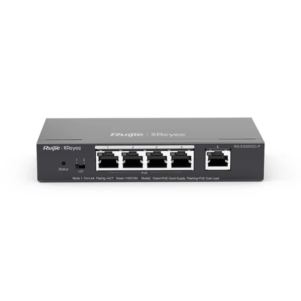 RG-ES205GC-P – Switch PoE cloud 4×PoE+ + 1×GE – 10 Gbps – Ruijie