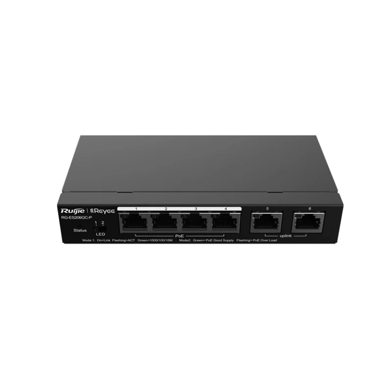 RG-ES206GC-P – Switch PoE cloud 6×Gigabit – 12 Gbps – Ruijie