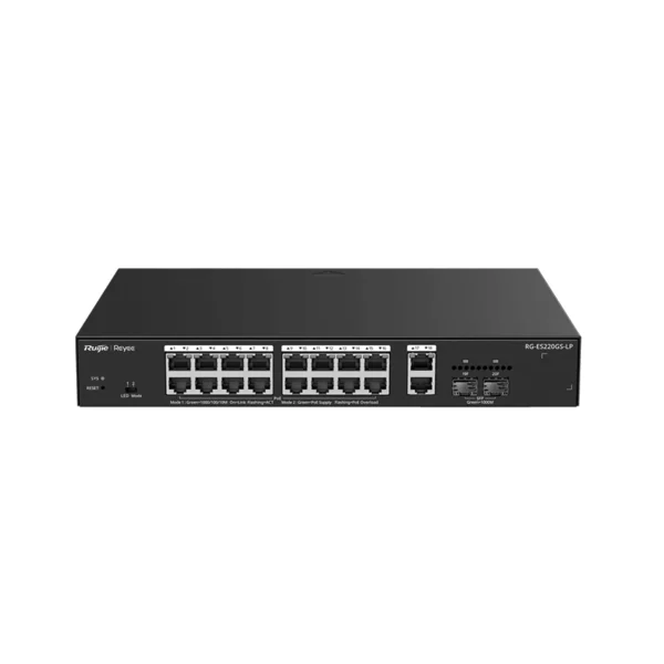 RG-ES220GS-LP – Switch PoE cloud 16×Gigabit + 4 uplink – 40 Gbps – Ruijie