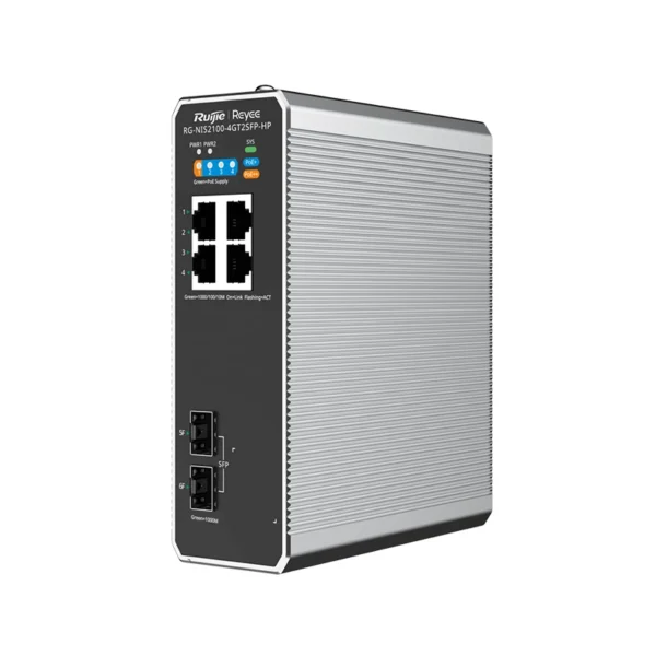 RG-NIS2100-4GT2SFP-HP – Switch industriel L2 PoE 180 W