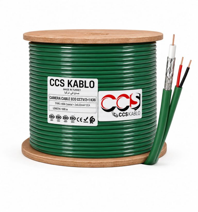 KX6 + Alimentation – Câble Coaxial CCTV CCS KABLO 500m Blanc