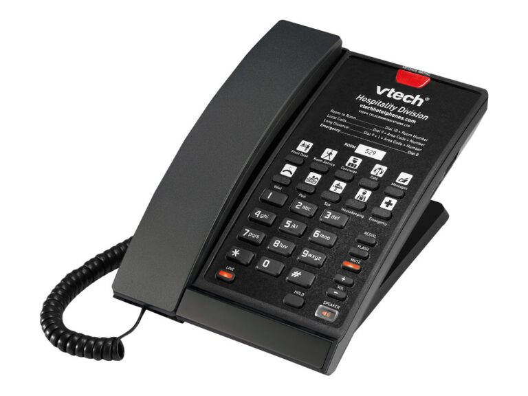 ALCATEL LUCENT ENTERPRISE - Vtech Téléphone filaire SIP contemporain noir mat S2210 (Bed/DeskPhone) - 1 ligne 10 touches de numérotation abrégée – Alcatel-Lucent Enterprise