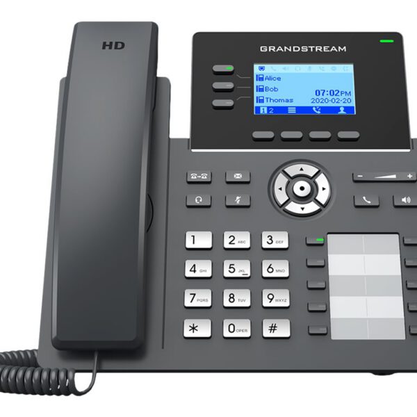 GRANDSTREAM - Essential P Phone, 6 SIP accounts, 3 lines, 2x GbE no PoE, 132x64 (2.7) backlit LCD, 8 BLF keys, 5V/0.6A PSU