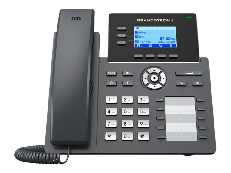 GRANDSTREAM - Essential P Phone, 6 SIP accounts, 3 lines, 2x GbE no PoE, 132x64 (2.7) backlit LCD, 8 BLF keys, 5V/0.6A PSU