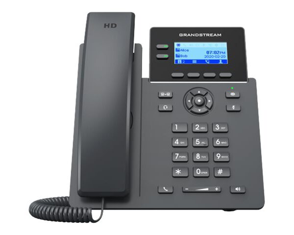 GRANDSTREAM - Essential P Phone, 2 SIP accounts, 2 lines, 2x Ethernet 10/100 PoE, 132x48 (2.41) backlit LCD, no PSU