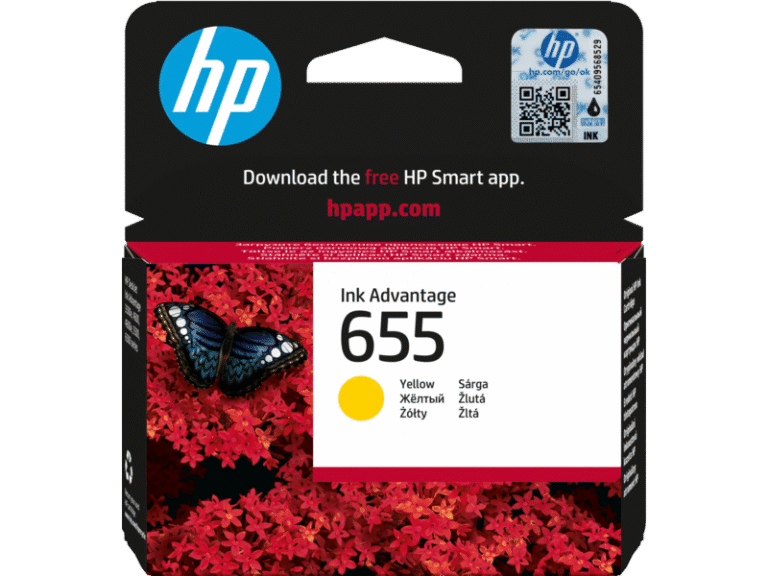 HP 655 Jaune – Cartouche d’encre HP d’origine (CZ112AE)