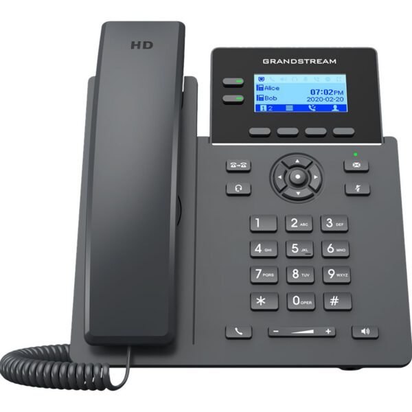 GRANDSTREAM - Essential P Phone, 2 SIP accounts, 2 lines, 2x Ethernet 10/100 no PoE, 132x48 (2.41) backlit LCD, 5V/0.6A PSU