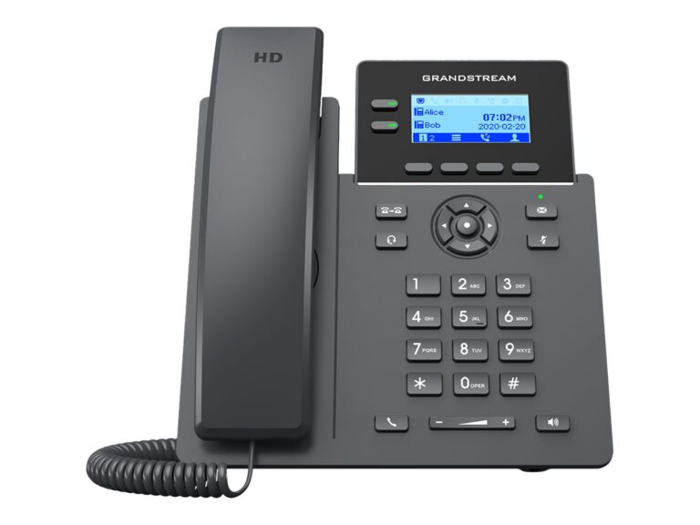 GRANDSTREAM - Essential P Phone, 2 SIP accounts, 2 lines, 2x Ethernet 10/100 no PoE, 132x48 (2.41) backlit LCD, 5V/0.6A PSU