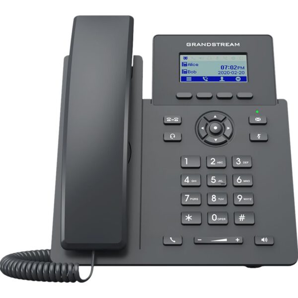 GRANDSTREAM - Essential P Phone, 2 SIP accounts, 2 lines, 2x Ethernet 10/100 PoE, 132x48 (2.41) LCD, no PSU