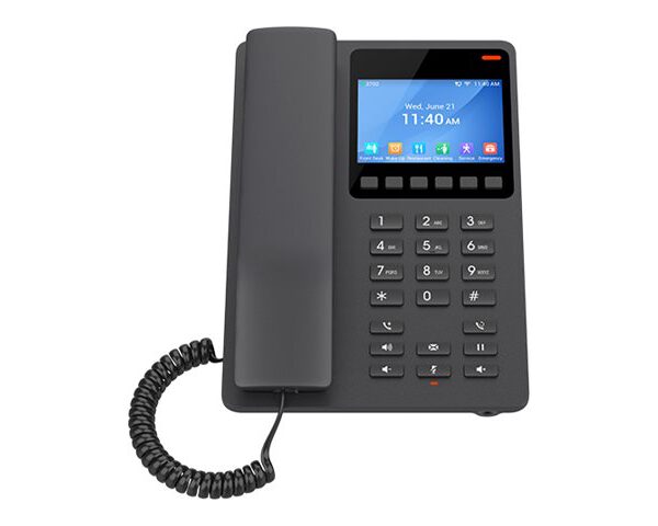 GRANDSTREAM - Compact Hotel IP Phone, 2 SIP accounts, 2 lines, 1x Ethernet 10/100 PoE, 480x320 (3.5) Color LCD, no PSU, Black