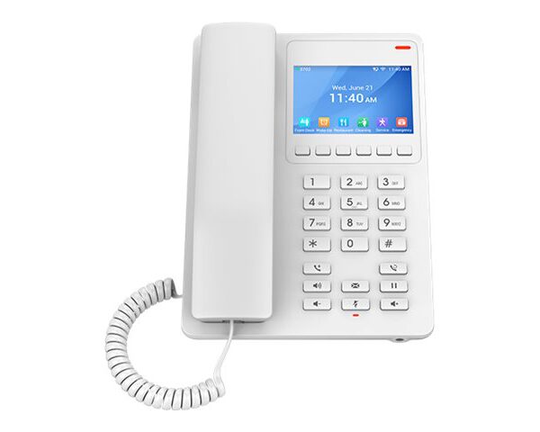 GRANDSTREAM - Compact Hotel IP Phone, 2 SIP accounts, 2 lines, 1x Ethernet 10/100 PoE, 480x320 (3.5) Color LCD, no PSU, White